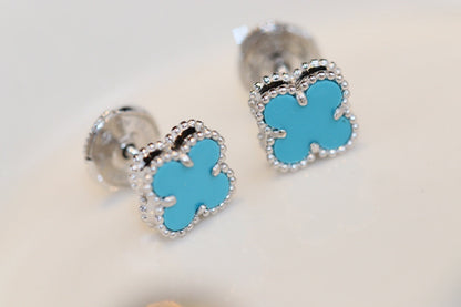 [Lumi Jewels]PUCES D'OREILLES CLOVER MINI TURQUOISE EN ARGENT