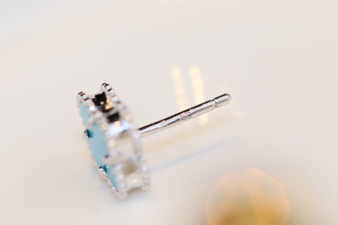 [Lumi Jewels]PUCES D'OREILLES CLOVER MINI TURQUOISE EN ARGENT