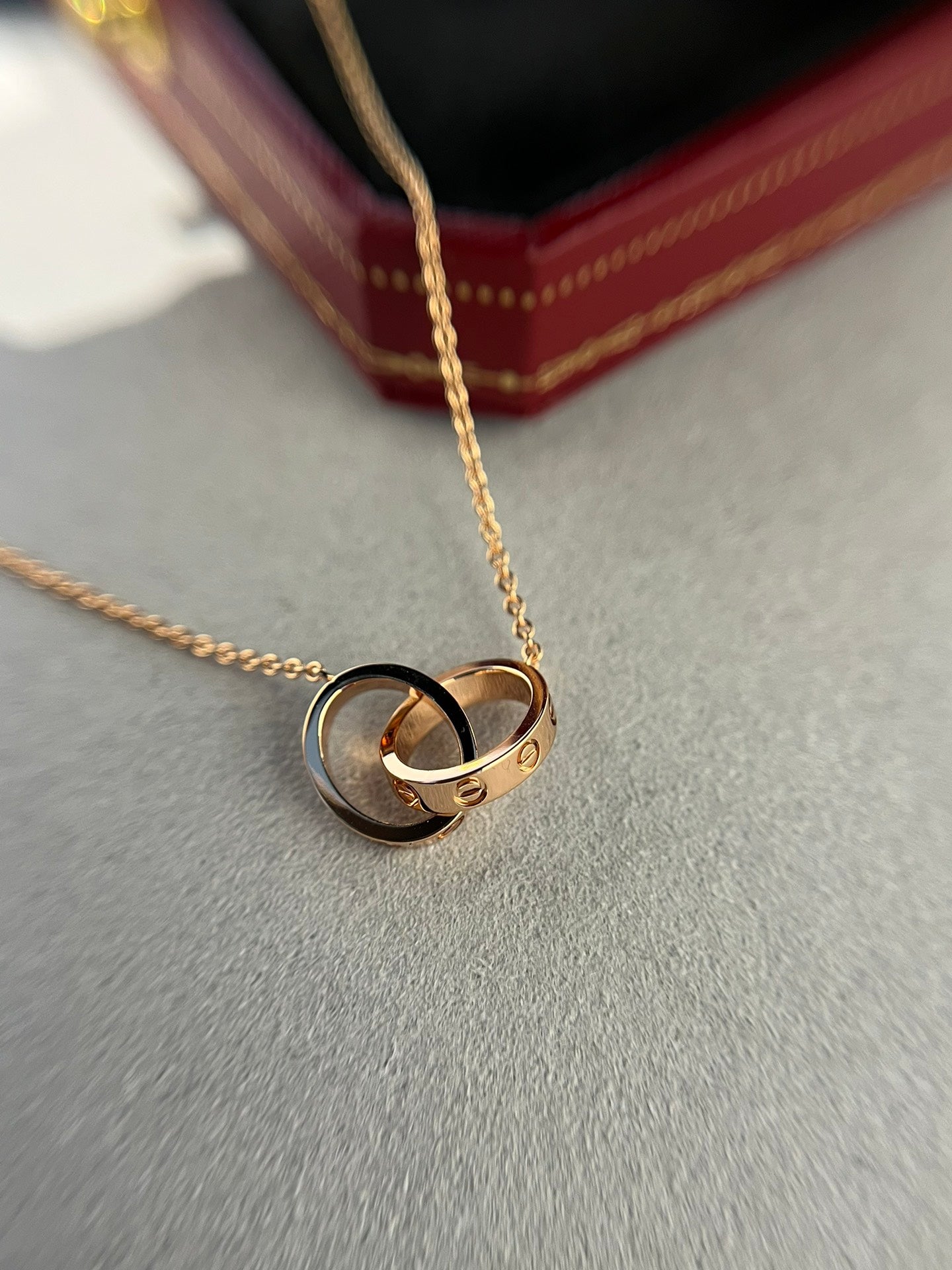 [Lumi Jewels]COLLIER AMOUR DOUBLE ANNEAU OR ROSE