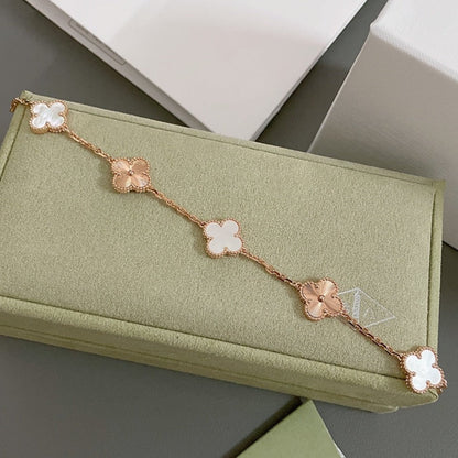 [Lumi Jewels]CLOVER BRACELET 5 MOTIF WHITE MOP PINK GOLD