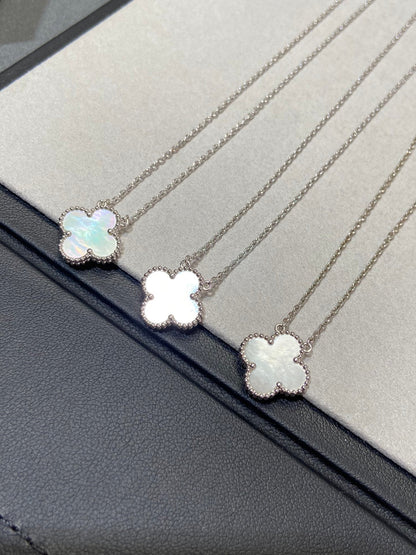 [Lumi Jewels]COLLIER TRÈFLE MOYEN ARGENT NACRE BLANCHE