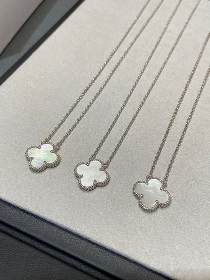 [Lumi Jewels]COLLIER TRÈFLE MOYEN ARGENT NACRE BLANCHE