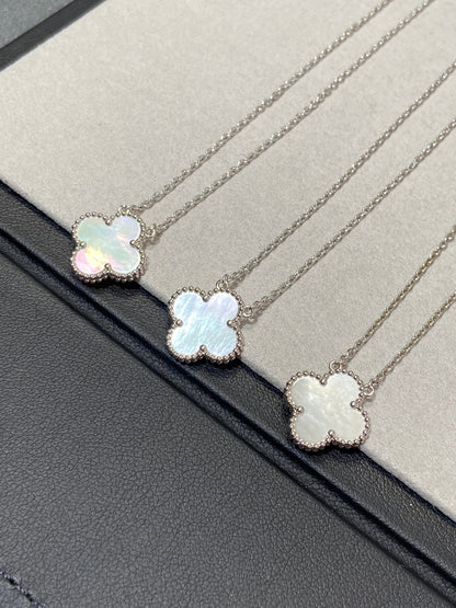 [Lumi Jewels]COLLIER TRÈFLE MOYEN ARGENT NACRE BLANCHE