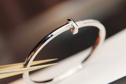 [Lumi Jewelry]NARROW T1 HINGED BANGLE DIAMOND SILVER