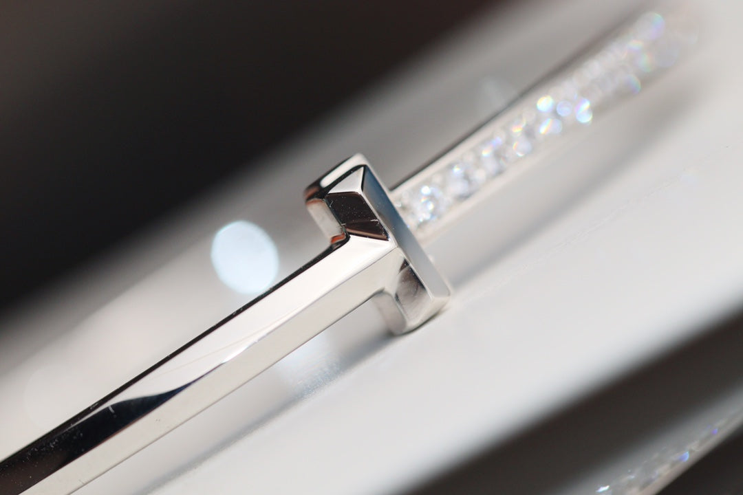 [Lumi Jewelry]NARROW T1 HINGED BANGLE DIAMOND SILVER