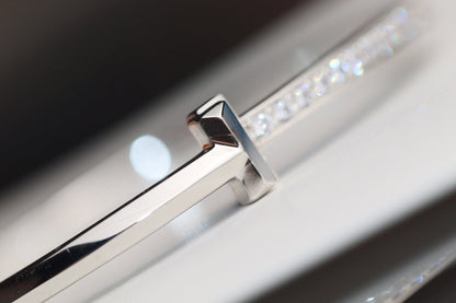 [Lumi Jewelry]NARROW T1 HINGED BANGLE DIAMOND SILVER