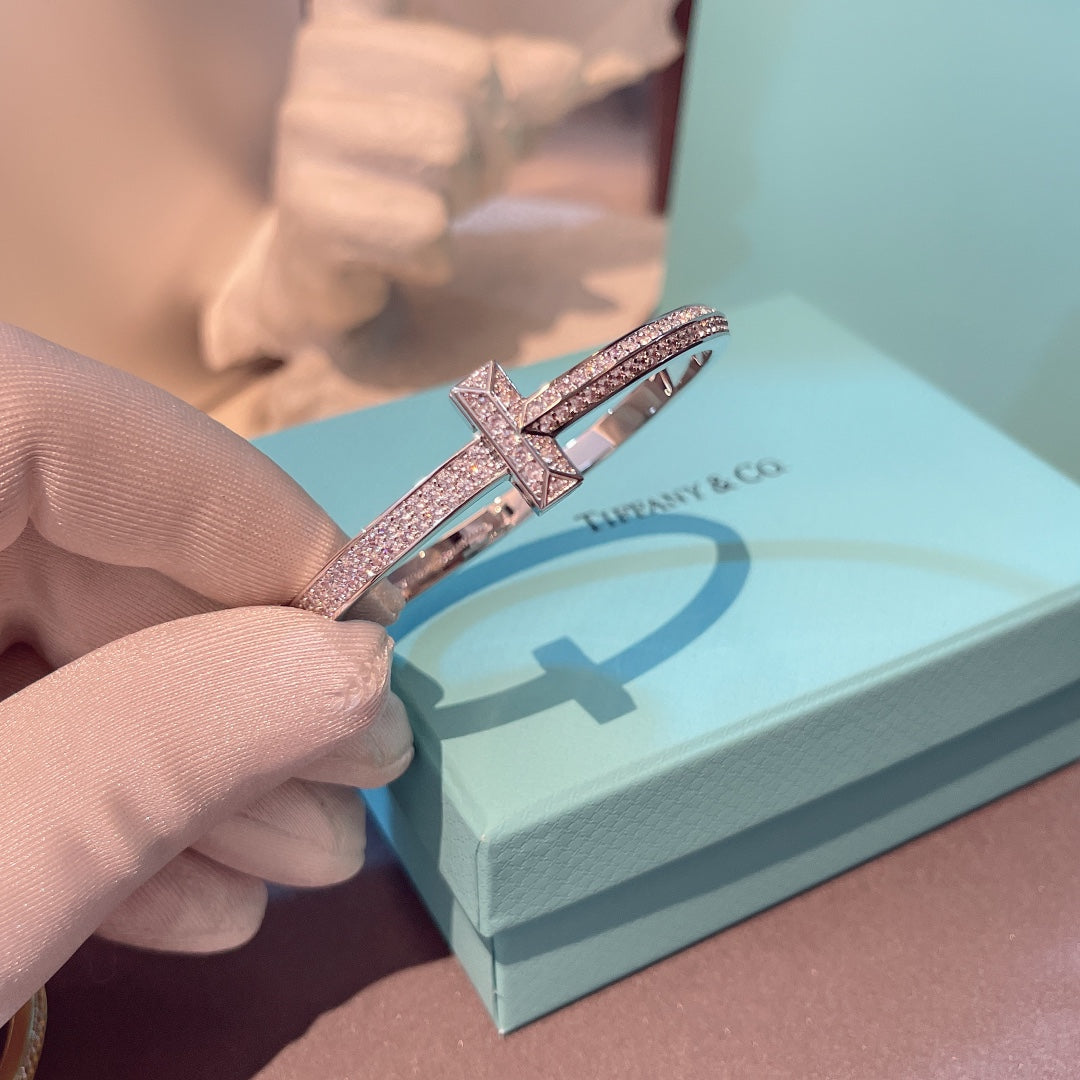 [Lumi Jewelry]T1 WIDE HINGED BANGLE DIAMOND PAVED BRACELET