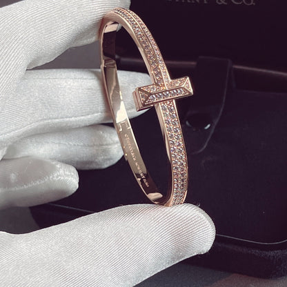 [Lumi Jewelry]T1 WIDE HINGED BANGLE DIAMOND PAVED BRACELET