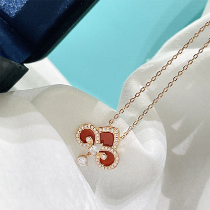 [Lumi Jewelry]FLEUR DE LIS PINK GOLD DIAMOND NECKLACE