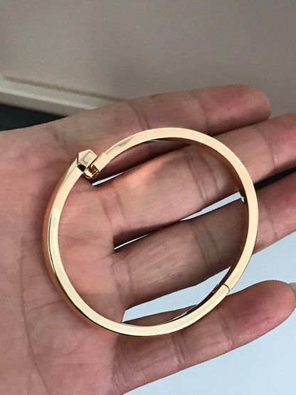 [Lumi Jewelry]T1 WIDE DIAMOND HINGED BANGLE PINK GOLD