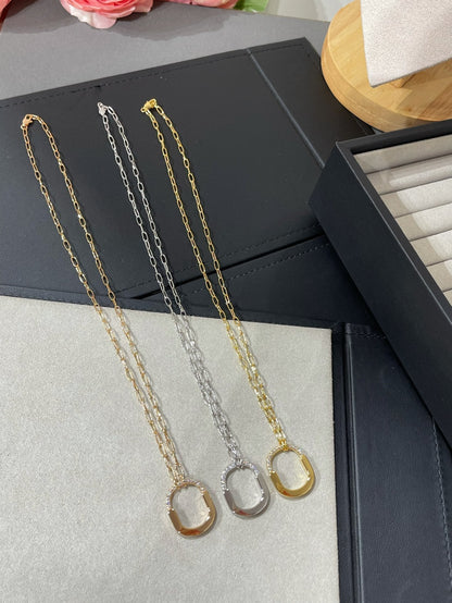 [Lumi Jewelry]LOCK MEDIUM PENDANT DIAMOND NECKLACE