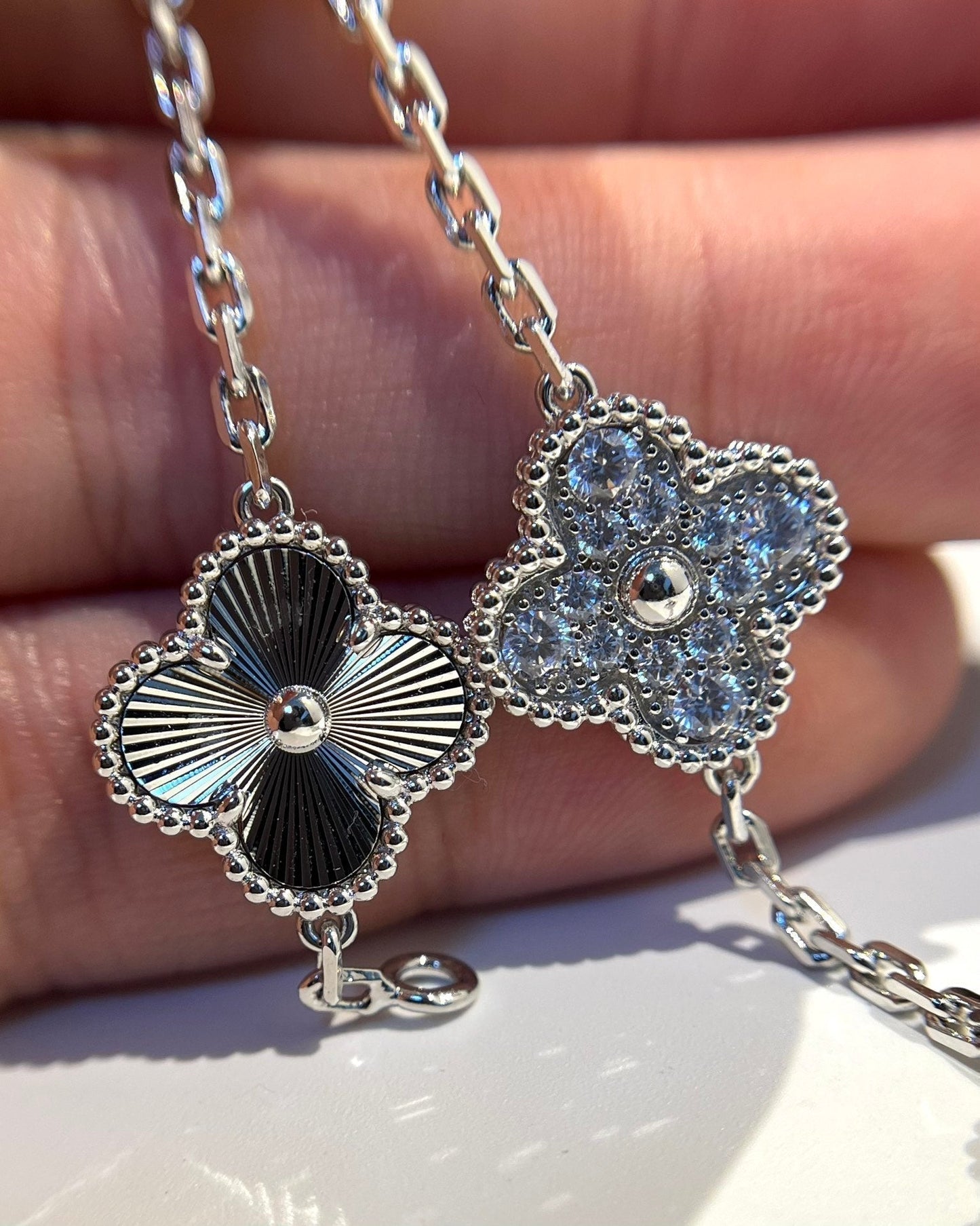 [Lumi Jewels]BRACELET TRÈFLE 5 MOTIFS ARGENT ET DIAMANTS