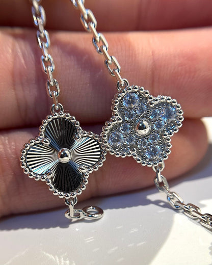 [Lumi Jewels]BRACELET TRÈFLE 5 MOTIFS ARGENT ET DIAMANTS