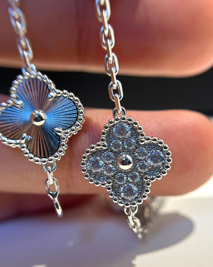 [Lumi Jewels]BRACELET TRÈFLE 5 MOTIFS ARGENT ET DIAMANTS