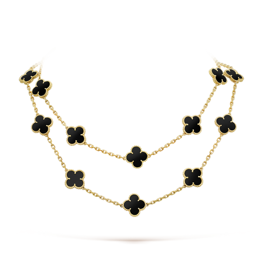[Lumi Jewels]CLOVER 20 MOTIFS ONYX NECKLACE