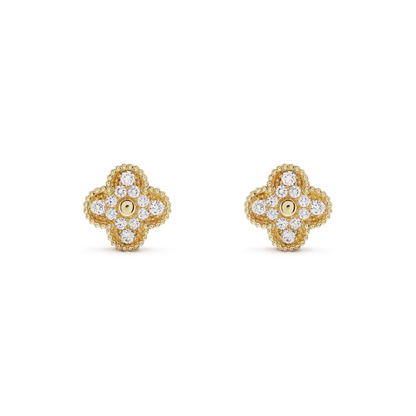 [Lumi Jewels]BOUCLES D'OREILLES CLOVER MEDIUM 1 MOTIFS ENTIÈREMENT SERTIES DE DIAMANTS
