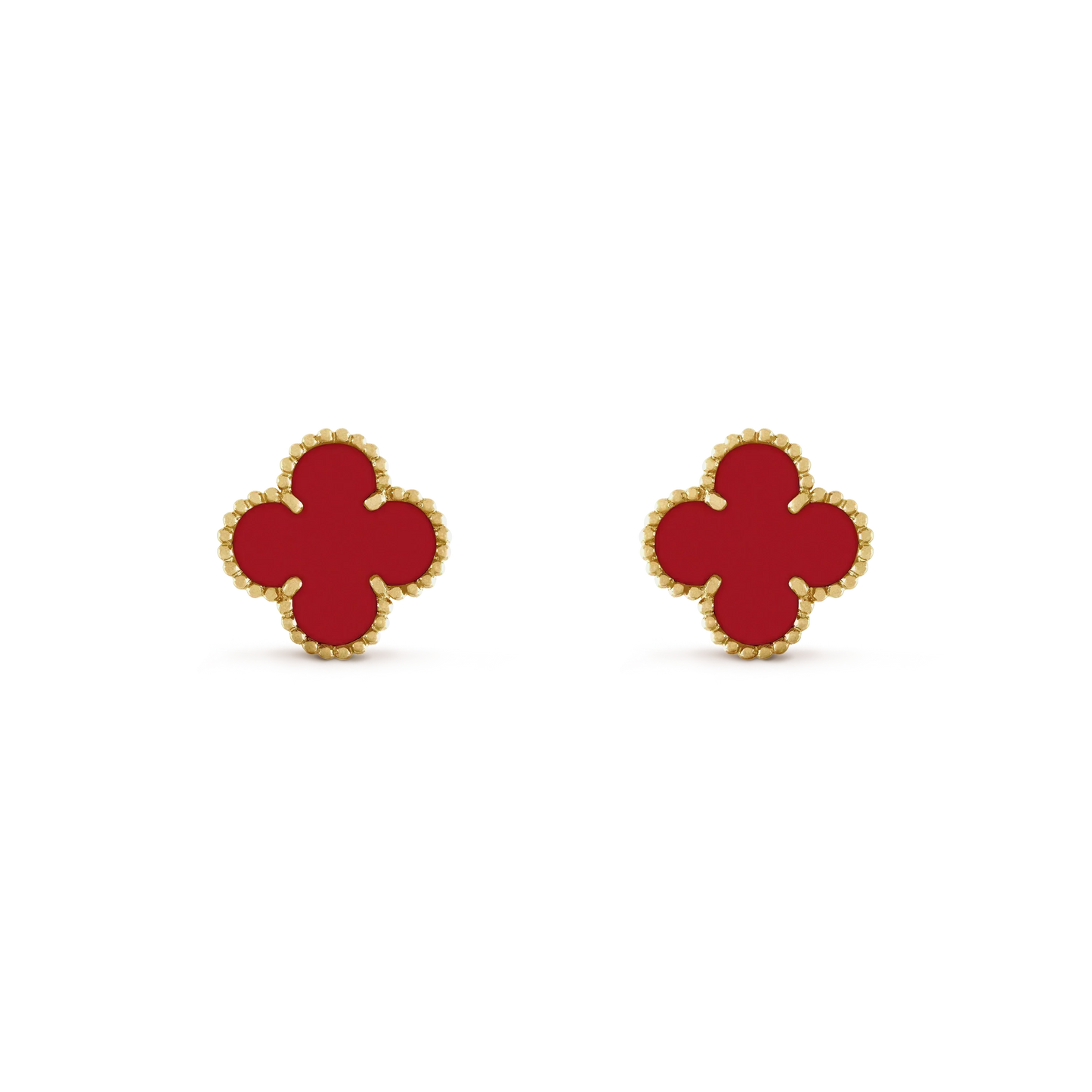 [Lumi Jewels]BOUCLES D'OREILLES TRÈFLE MINI 9,5 MM CORNALINE