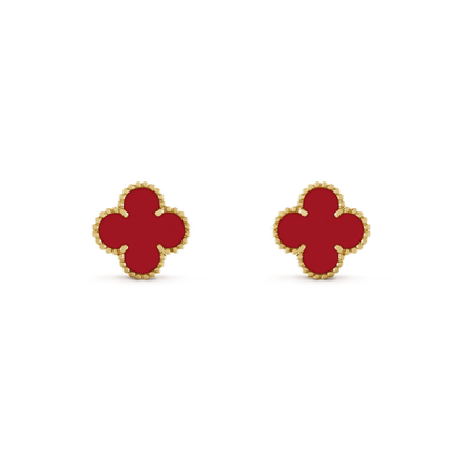 [Lumi Jewels]BOUCLES D'OREILLES TRÈFLE MINI 9,5 MM CORNALINE