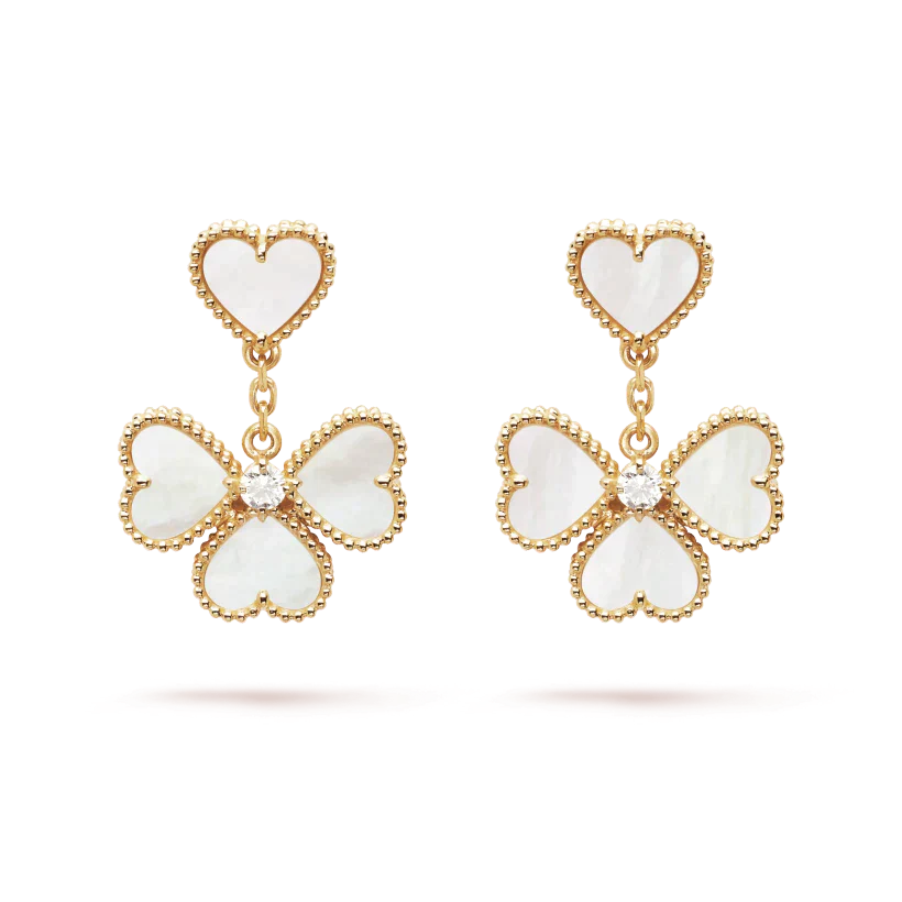 [Lumi Jewels]BOUCLES D'OREILLES TRÈFLE DOUX NACRE BLANCHE