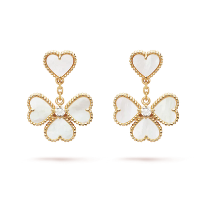 [Lumi Jewels]BOUCLES D'OREILLES TRÈFLE DOUX NACRE BLANCHE