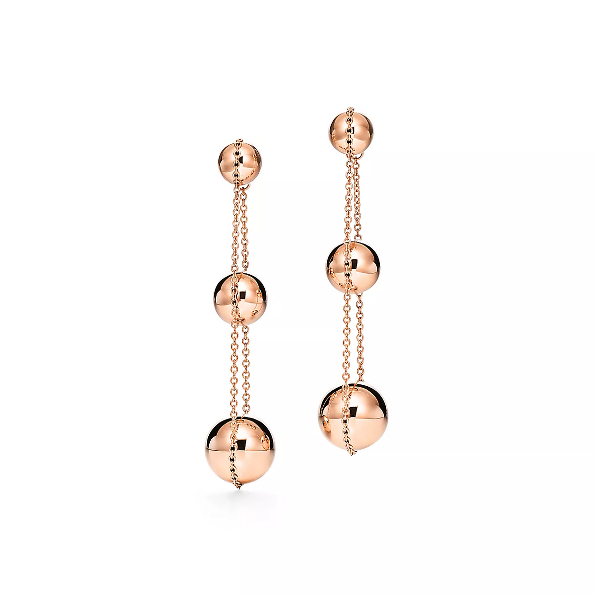 [Lumi Jewelry]TRIPLE DROP PINK GOLD EARRINGS