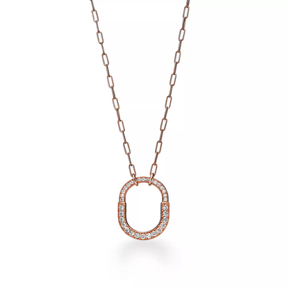 [Lumi Jewelry]LOCK NECKLACE MEDIUM PENDANT PINK GOLD PAVED DIAMONDS