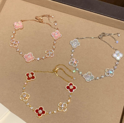 [Lumi Jewels]CLOVER 5 MOTIF PINK BLUE RED WHITE BRACELET