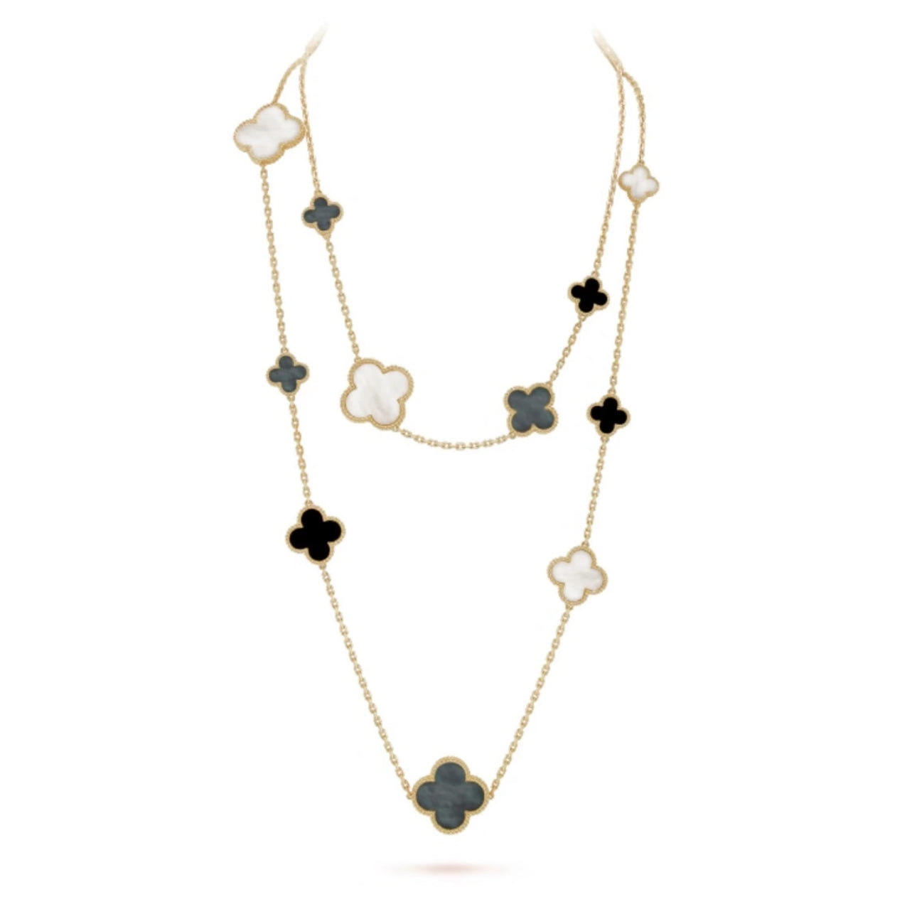 [Lumi Jewels]CLOVER 16 MOTIF WHITE NECKLACE