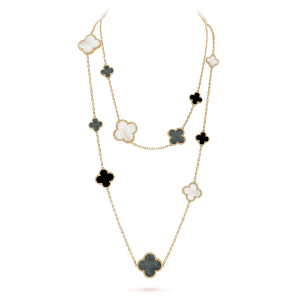 [Lumi Jewelry]CLOVER 16 MOTIF WHITE NECKLACE