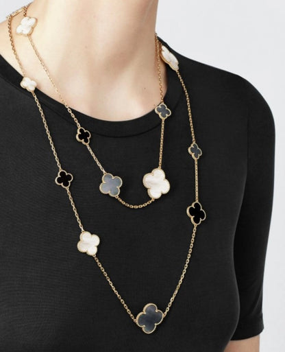 [Lumi Jewels]CLOVER 16 MOTIF WHITE NECKLACE