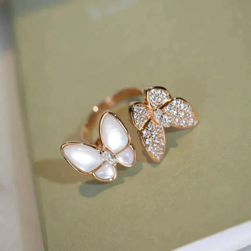 [Lumi Jewels]BAGUE PAPILLON DOUBLE DIAMANT N.A.C.R.E.