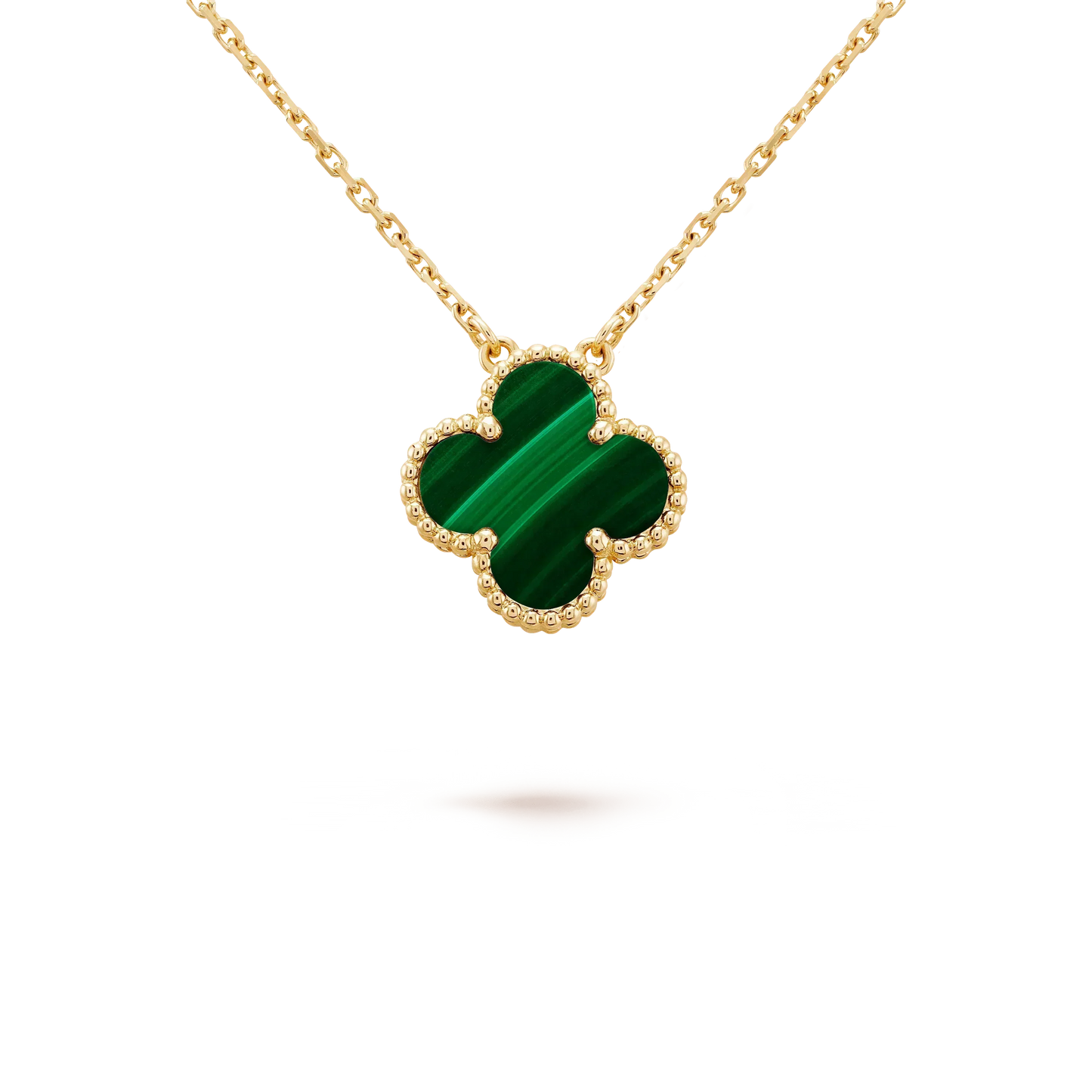 [Lumi Jewels]CLOVER 15MM MALACHITE SINGLE FLOWER  NECKLACE