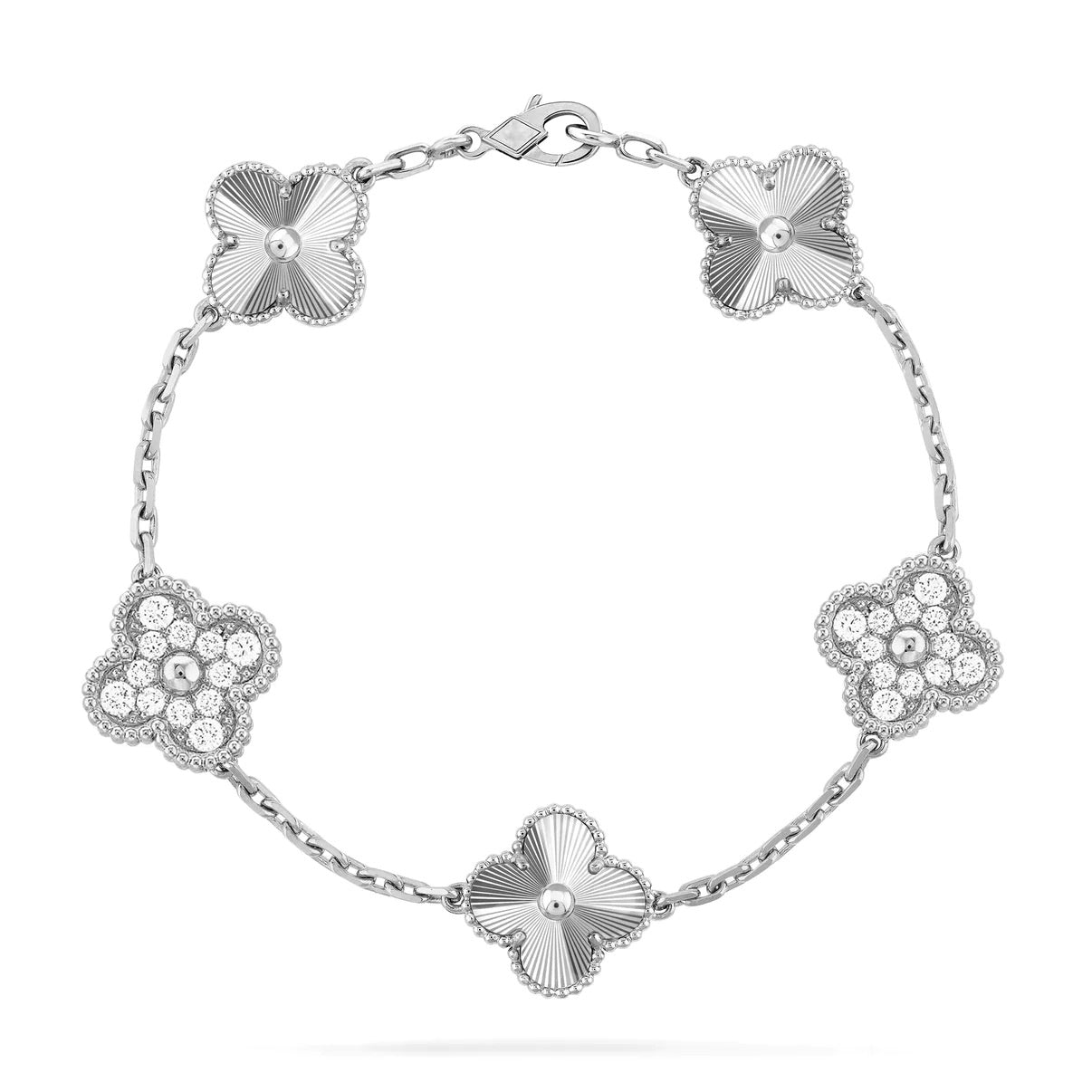 [Lumi Jewels]BRACELET TRÈFLE 5 MOTIFS ARGENT ET DIAMANTS