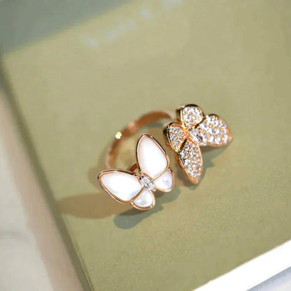 [Lumi Jewels]BAGUE PAPILLON DOUBLE DIAMANT N.A.C.R.E.
