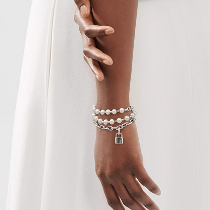 [Lumi Jewelry]PEARL LOCK SILVER BRACELET