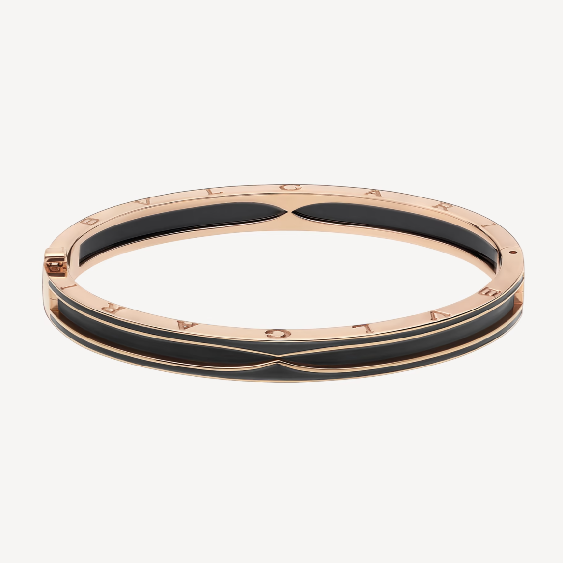 [Lumi Jewels]BRACELET ZÉRO 1 OR ROSE ET CÉRAMIQUE NOIRE MATE