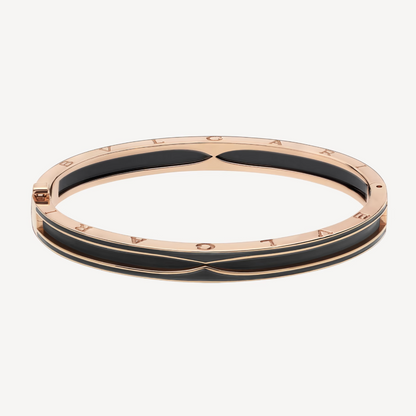 [Lumi Jewels]BRACELET ZÉRO 1 OR ROSE ET CÉRAMIQUE NOIRE MATE