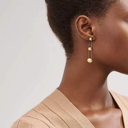 [Lumi Jewelry]TRIPLE DROP GOLD EARRINGS