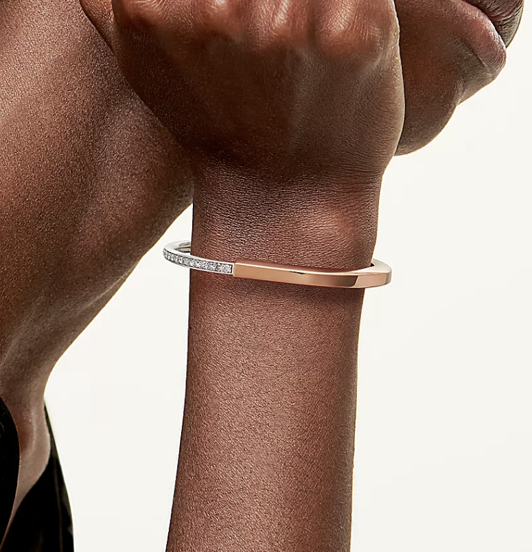 [Lumi Jewelry]LOCK BRACELET ROSE AND WHITE GOLD DIAMOND