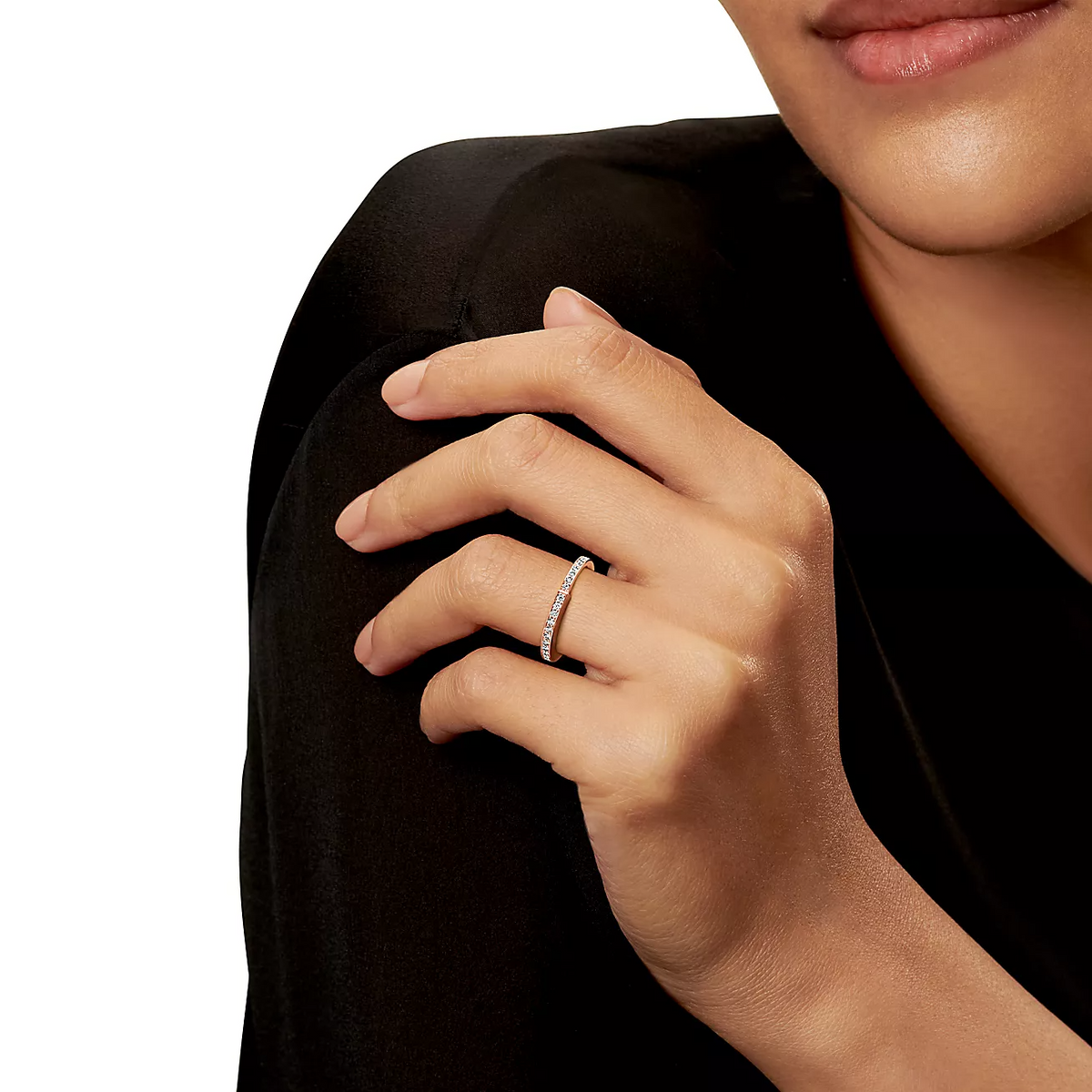 [Lumi Jewelry]LOCK RING PINK GOLD DIAMOND PAVED