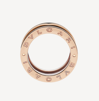 [Lumi Jewels]ZERO 1 TWO-BAND WITH MATTE BLACK CERAMIC PINK GOLD RING