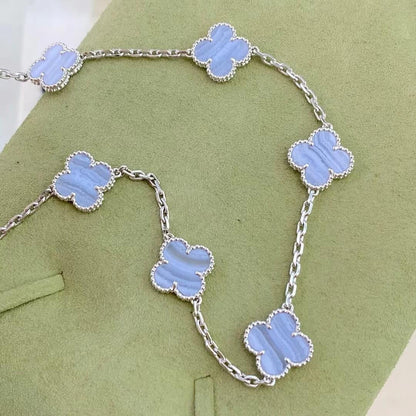 [Lumi Jewels]CLOVER 10 MOTIFS PURPLE CHALCEDONY NECKLACE
