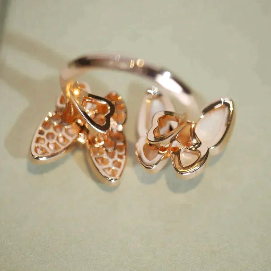 [Lumi Jewels]BAGUE PAPILLON DOUBLE DIAMANT N.A.C.R.E.