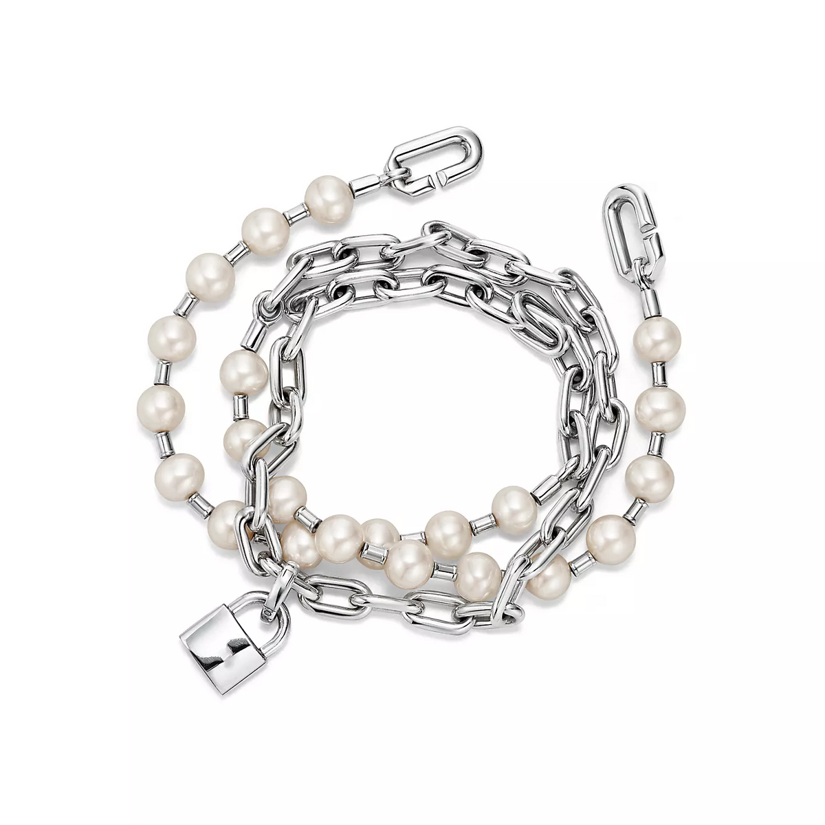 [Lumi Jewelry]PEARL LOCK SILVER BRACELET