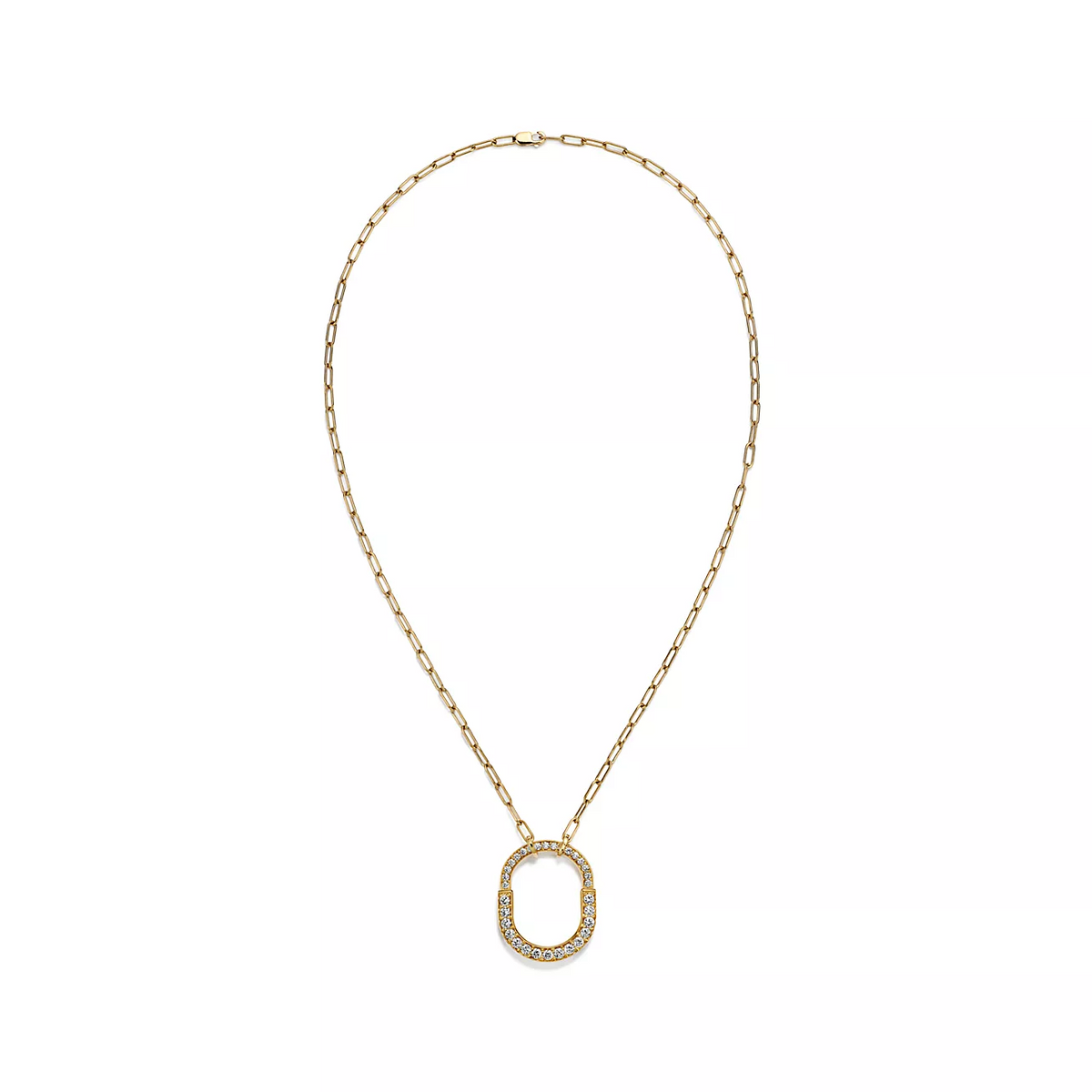[Lumi Jewelry]LOCK NECKLACE MEDIUM PENDANT GOLD PAVED DIAMONDS