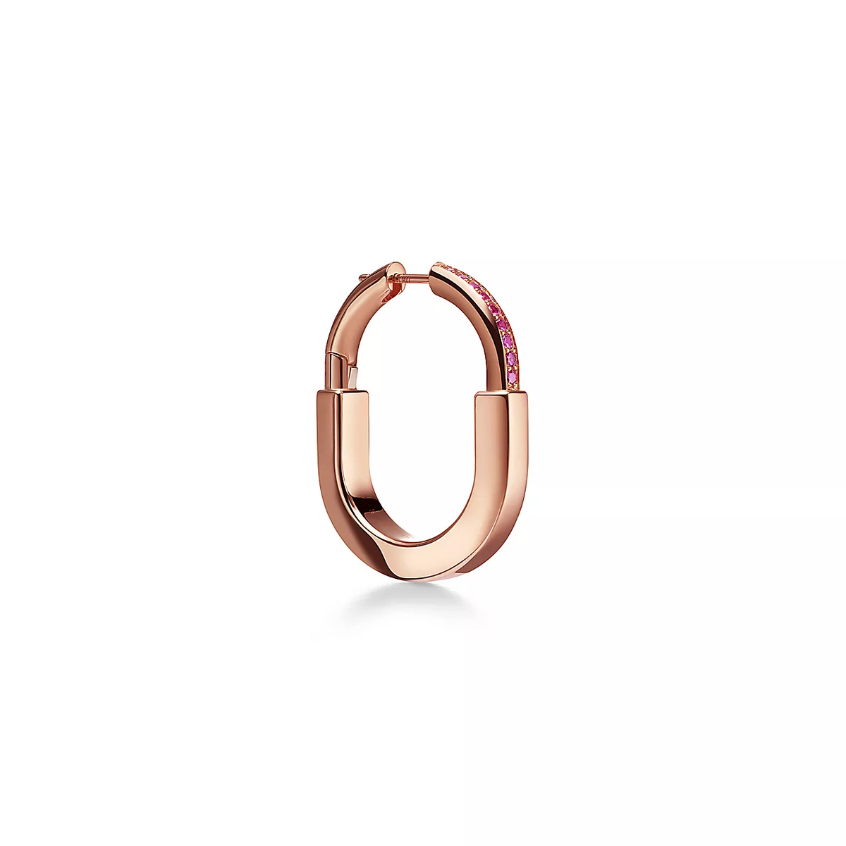 [Lumi Jewelry]LOCK MEDIUM PINK DIAMOND PINK GOLD EARRINGS