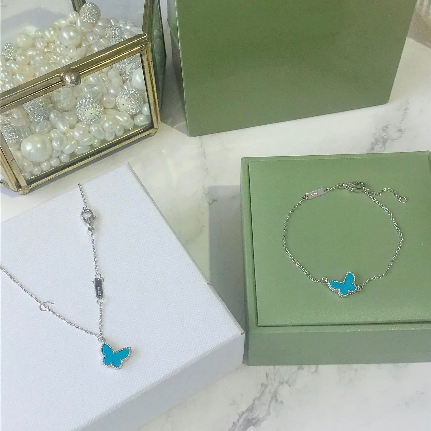 [Lumi Jewels]BRACELET PAPILLON TURQUOISE PAPILLON ARGENTÉ