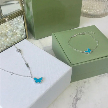 [Lumi Jewels]BRACELET PAPILLON TURQUOISE PAPILLON ARGENTÉ