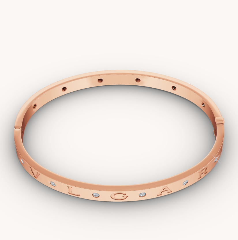 [Lumi Jewels]BRACELET ZERO 1 OR ROSE 12 DIAMANTS