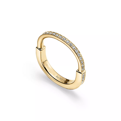 [Lumi Jewelry]LOCK RING GOLD DIAMOND PAVED